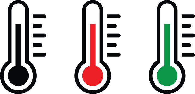 Thermometer icons for temperature measurement and status indication
