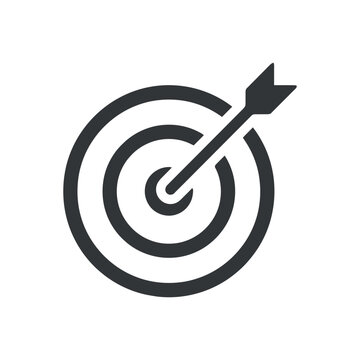 Dart hitting bullseye target black silhouette on transparent backdrop arrow target aim precision