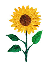 Fototapeta premium PNG Textured sunflower illustration on white background.