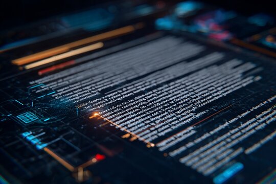 Close-up of a computer screen displaying lines of code, a digital technology concept.