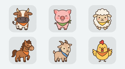 Fototapeta premium Cute farm animals collection