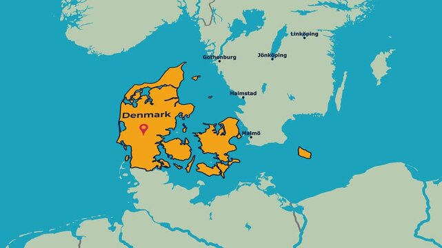Denmark Map Animation Locator Zoom 4K Motion Graphic
