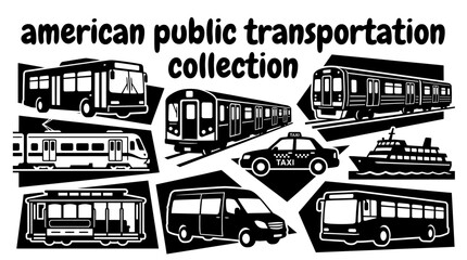 american public transportation featuring city buses subway trains streetcars commuter rail taxis ferries cable cars airport shuttles and passenger transit vehicles for united states mobility © Ethan