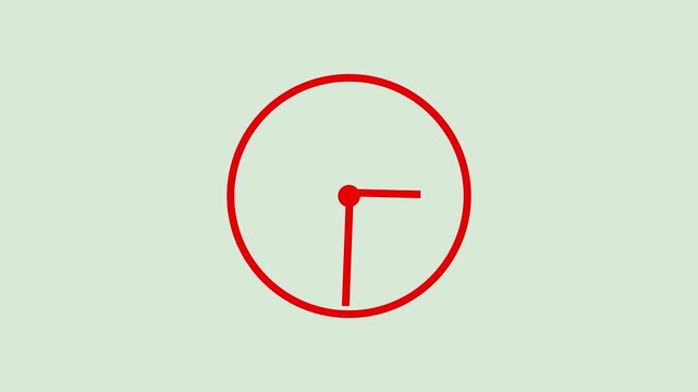 Analog clock spinning animation, clock red green white back ground green black white 