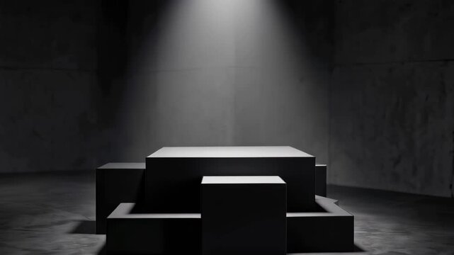 Black Geometric Product Podium Dark Studio Spotlight