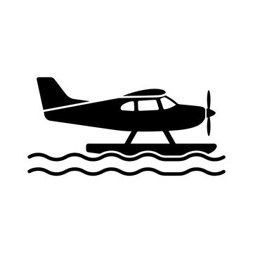 Seaplane icon isolated on white background with seaplane airplane aircraft