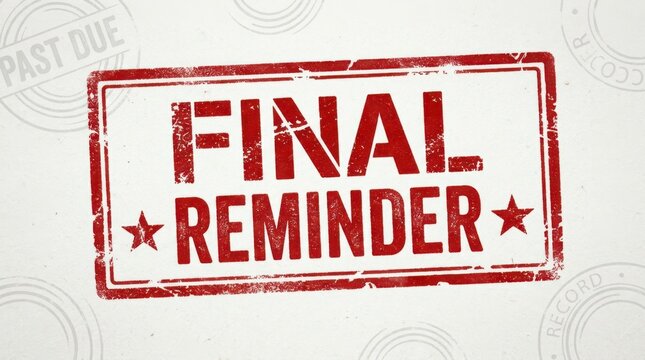 Final reminder notice. Last chance alert message