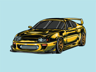 Japanese sports car vector illustration JDM retro tuning drift coupe isolated © Anntoz