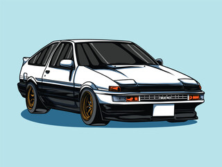 Japanese sports car vector illustration JDM retro tuning drift coupe isolated © Anntoz