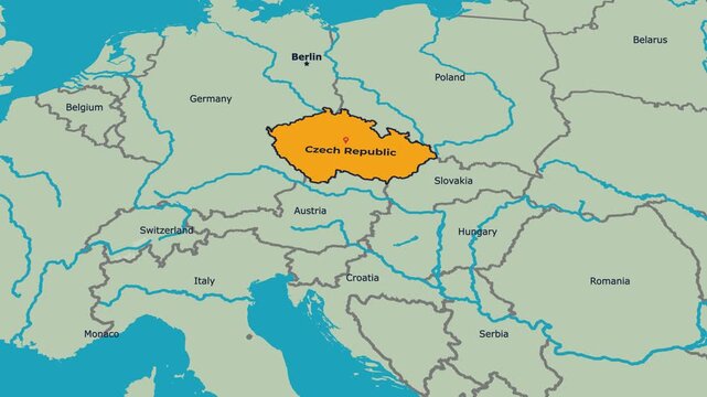 Czech Republic Map Animation Locator Zoom 4K Motion Graphic
