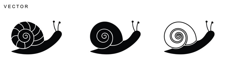 Snail vector icon, Snail modern line art, black and white snail and slug crawling icons, Vector illustration © Badman