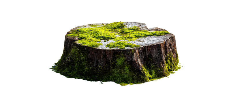 tree stump with moss cutout isolated illustration on transparent background cutout cutout isolated illustraion on transparent background