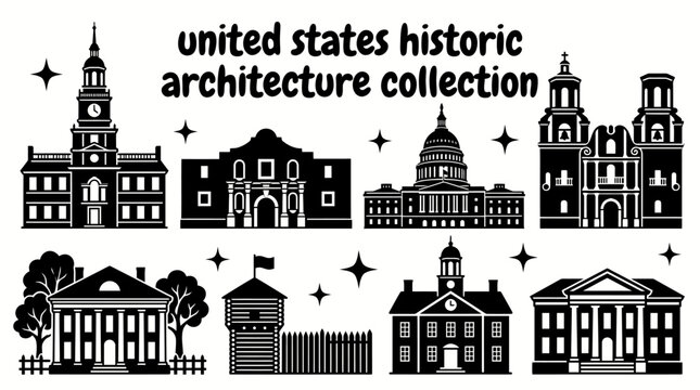 united states historic architectural landmarks featuring independence hall alamo capitol buildings mission churches plantation homes frontier forts and classic american civic structures