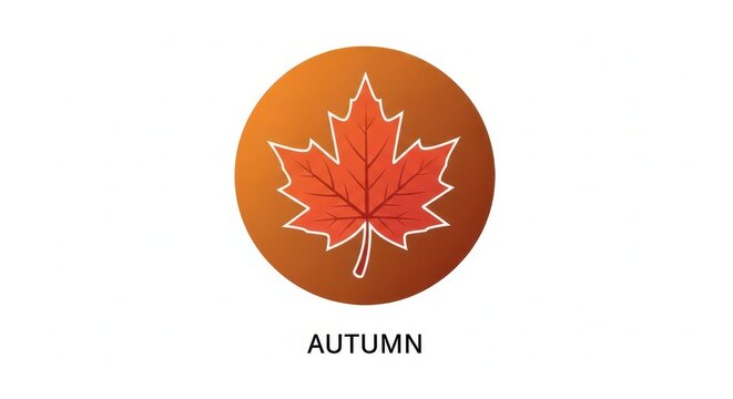 Autumn maple leaf inside orange circle