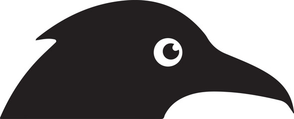 Fototapeta premium Black silhouette of a birds head with one eye vector illustration