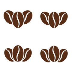Obraz premium Four Coffee Beans Arranged in a Square Pattern on a White Background.