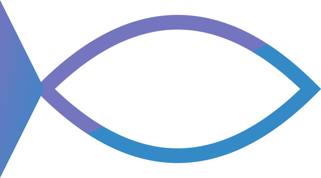 Minimalist abstract geometric fish symbol featuring blue and purple gradient shapes isolated on white illustration