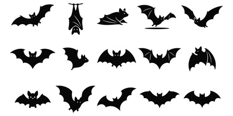 Fototapeta premium Black bat silhouettes for halloween decor