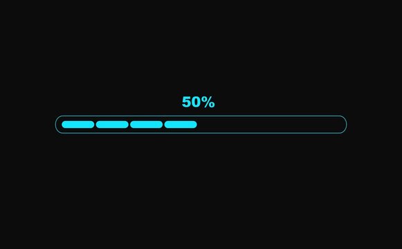 8 bit loading bar progress animation on transparent background, 8 bit loading 1 to 50 percent. 4KThe white data loading bar indicates animation , alpha channel Footage