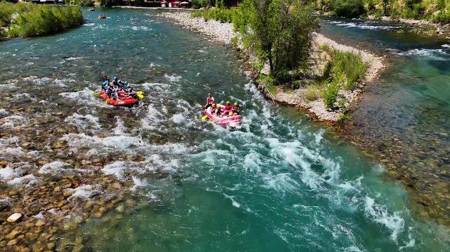 Rafting on Koprucay River at Oluk Bridge in Manavgat Antalya Turkey