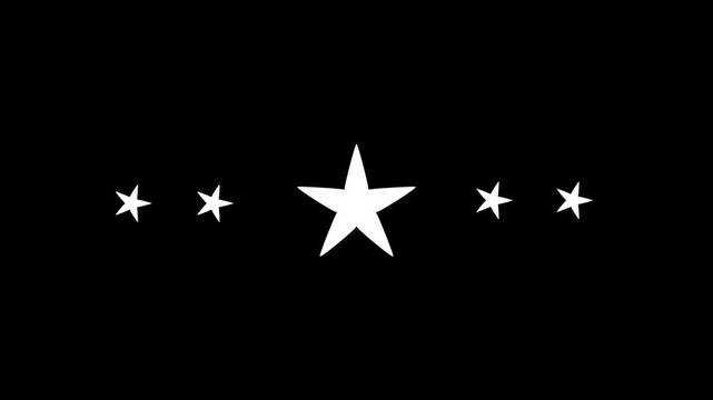 Sparkling 5 Stars Glow Animation, White Cartoon Flat Vector Blinking Doodle Stars, Glitter Shine Motion, Cosmic Starlight Effect on Black Background, Festive Seamless Loop Video 4K