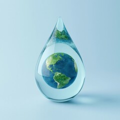 Obraz premium Earth inside a water droplet