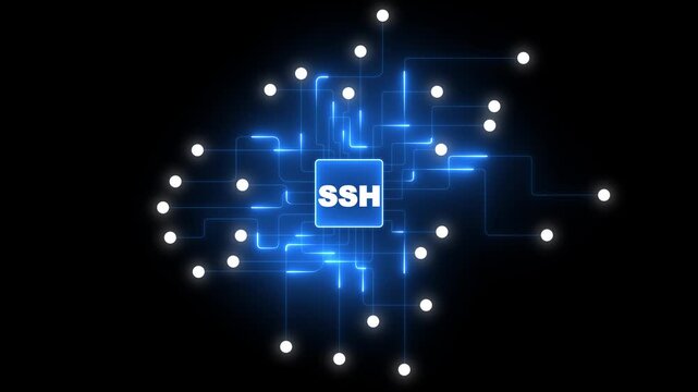 Modern SSH Secure Shell Technology Icon Representing Encrypted Remote Logan, Secure Server Communication, Network Authentication and Advanced Cuber Security Infrastructure.