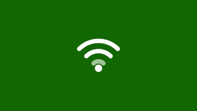 WiFi Network Signal Icon Representing High Speed Internet Connection, Wireless Communication Technology, Smart Connectivity, Digital Networking and Online Access Isolated on green Background