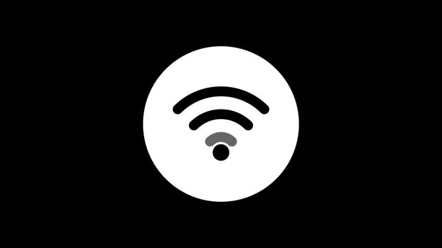 Round Wireless Network Symbol Featuring WiFi Internet Signal, Mobile Application Interface, Online Connectivity and Modern Technology Icon 4k video animation.