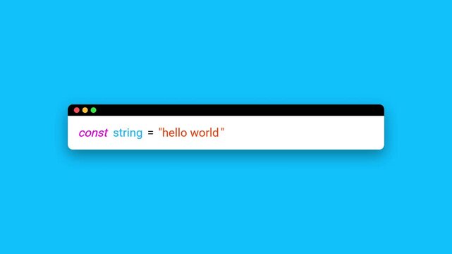 Hello World Phrase Being Typed in a Programming Code Editor Window