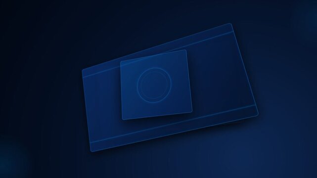 Abstract futuristic digital smart card interface on dark blue background