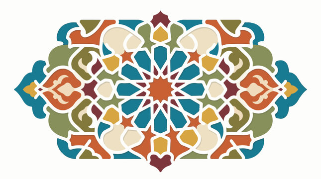 Intricate geometric pattern with floral accents in warm colors