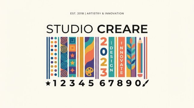 Stylized barcode design for creative studio. Artistic graphic for branding and marketing.