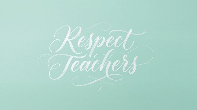 Respect teachers typography on mint green background