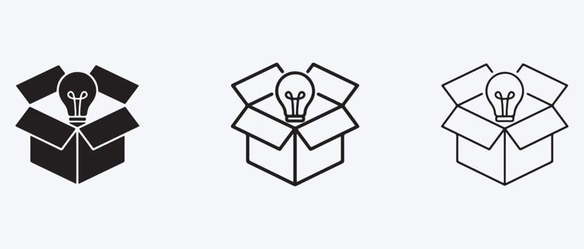 light bulb coming out of open cardboard box  business concept for creative idea and innovation  isolated on gray background