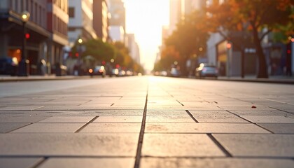 Obraz premium Urban Landscape - A Serene Street View on a Sunny Day.
