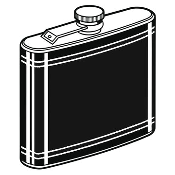 Vector illustration of metal hip flask