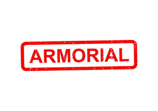 Red armorial stamp or badge with text illustration