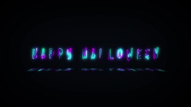 Animation text of Halloween laser neon glitch text effect on black abstract backgroud. Promote advertising concept isolate using QuickTime Alpha Channel proress 444