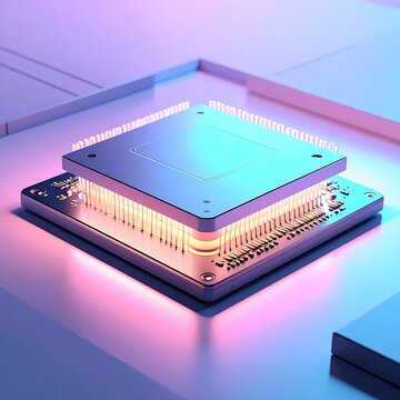 Close-up of a computer microchip component.