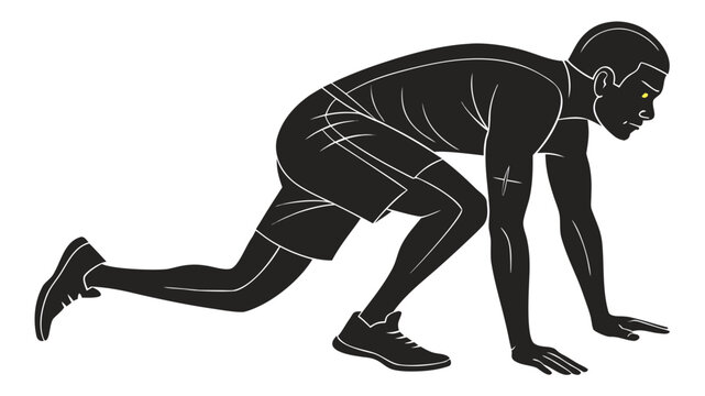 Vector illustration of silhouette of a male athlete in a starting position