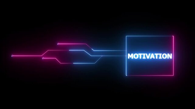 Neon Motivation text animation. Neon text animation on black background.4k motion video.