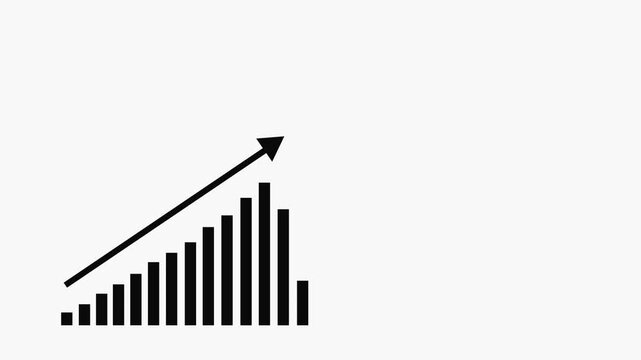 Rising bar chart with an upward arrow growth progress and success animation
