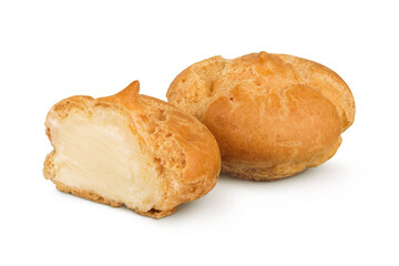 Naklejka premium profiterole with cream isolated on a white background