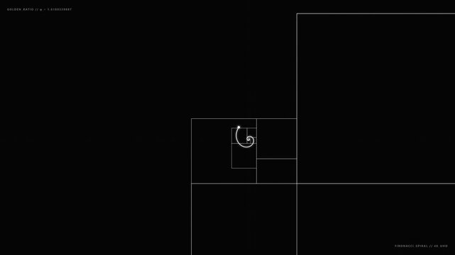 Fibonacci golden spiral animation with geometric design