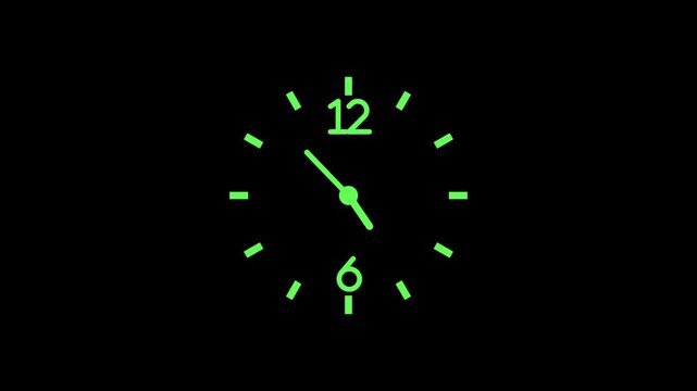 Minimal analog clock face time with clean simple design and copy space animation