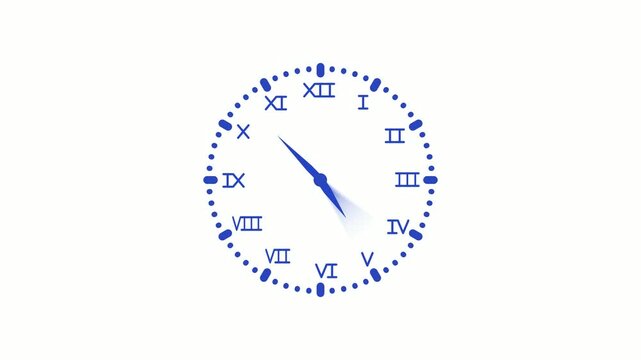 Analog clock with roman numerals time concept and simple minimal design animation