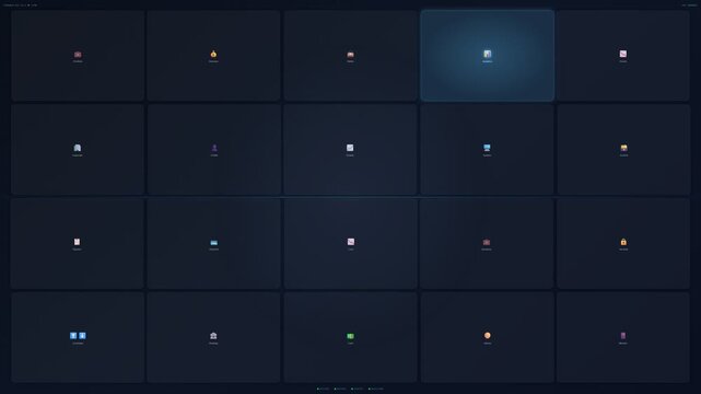 Stylized finance icons in virtual interface with dark background