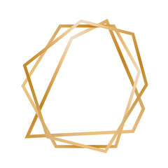 Fototapeta premium Golden geometric polygonal frame template. Minimalist luxury border line art vector illustration isolated on white background.