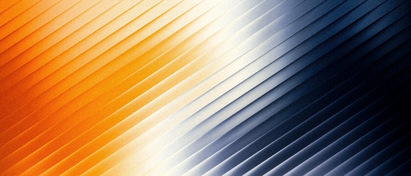 Ribbed abstract background with diagonal lines, gradient from orange to dark blue, textured surface with light effect